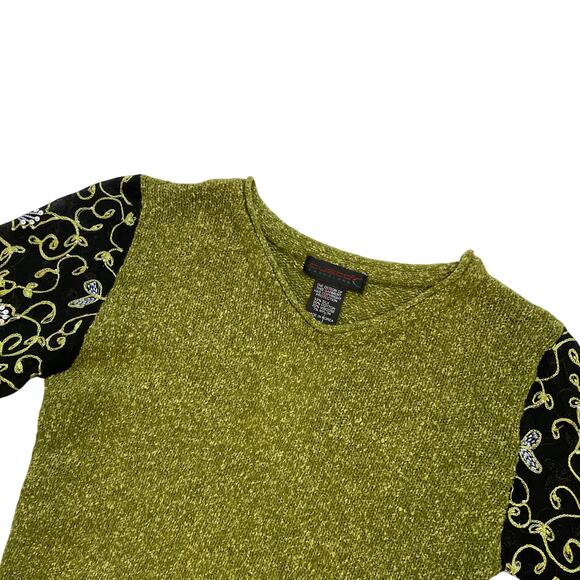 Custo Barcelona Mixed Media V Neck Knit Sweater - Picture 2 of 4